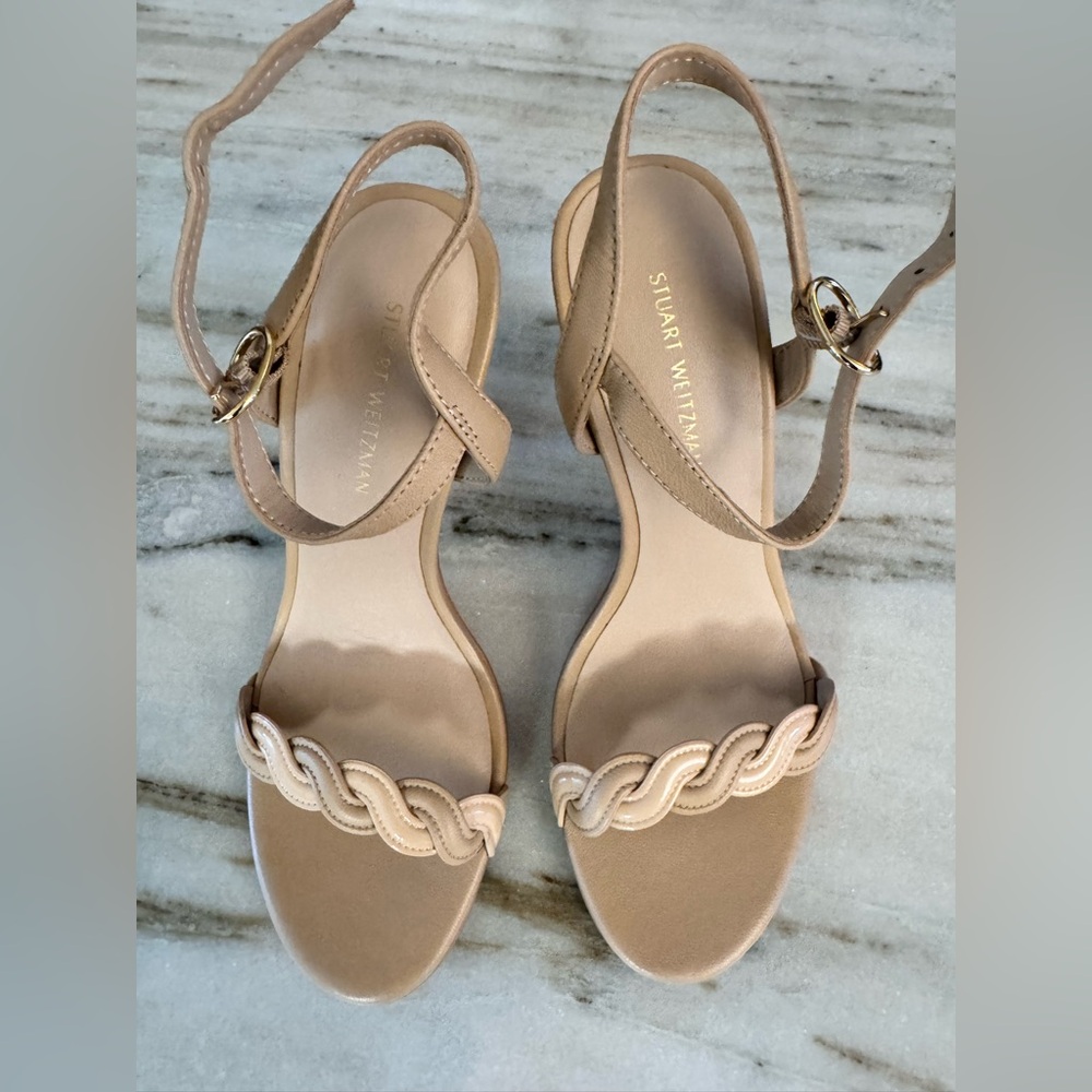 Stuart Weitzman Beige Braided Sandals